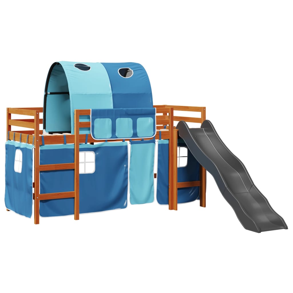 vidaXL Cama alta para niños con túnel madera pino azul 80x200 cm