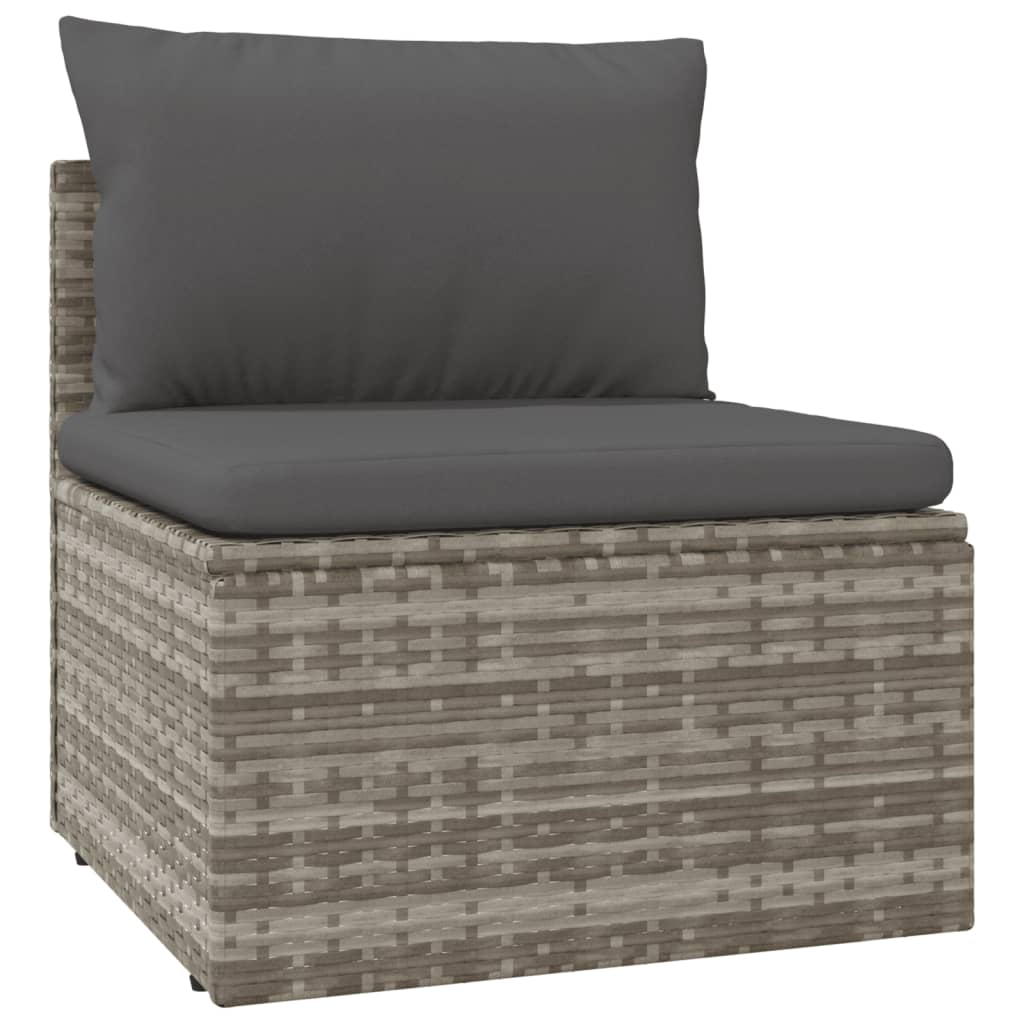 vidaXL Set de muebles de jardín 12 pzas cojines ratán sintético gris