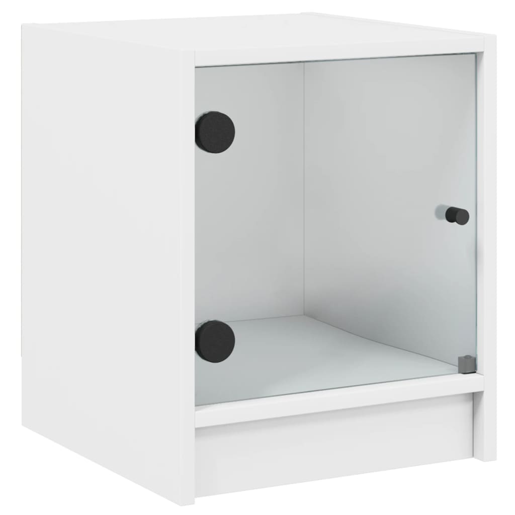 vidaXL Mesitas de noche con puertas de vidrio 2 uds blanco 35x37x42 cm