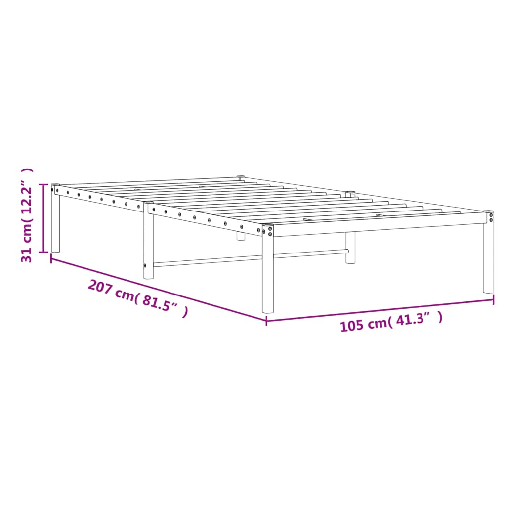 vidaXL Estructura de cama de metal negro 100x200 cm