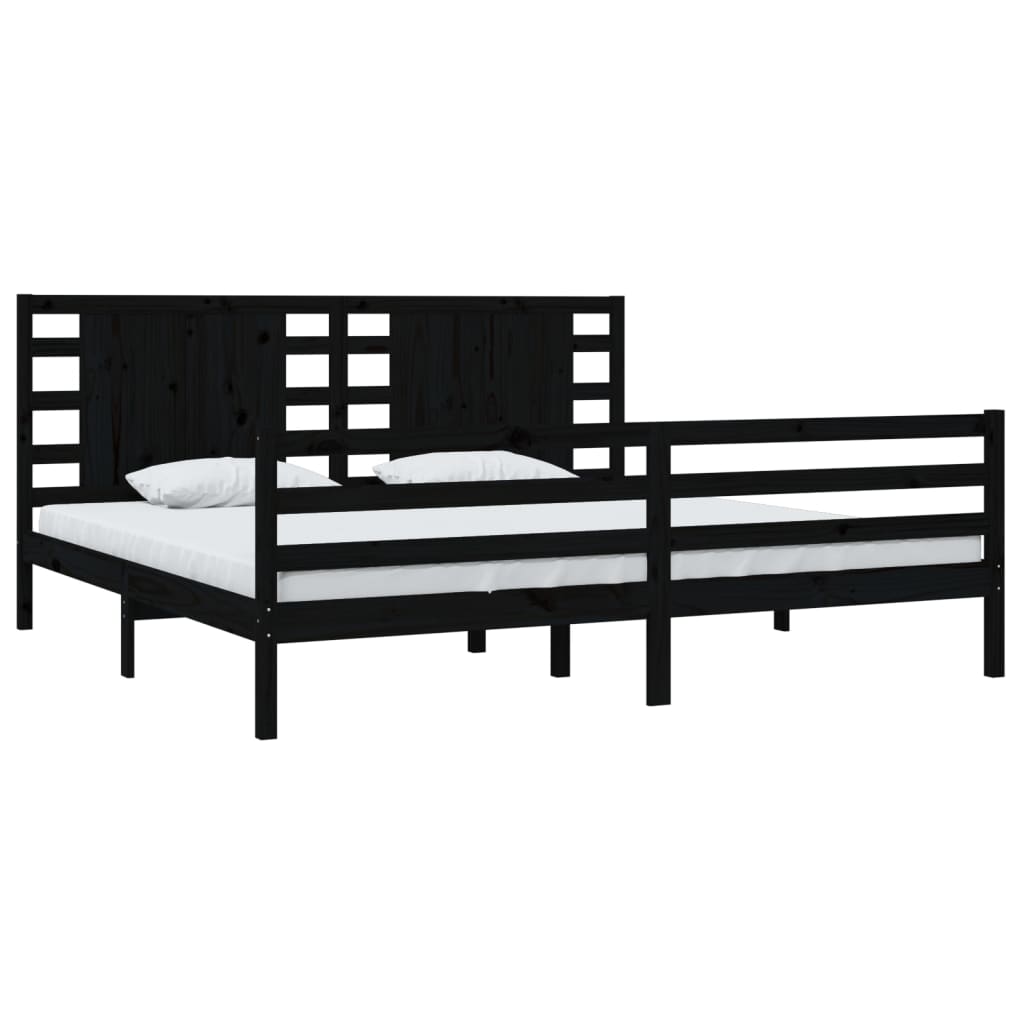 vidaXL Estructura de cama de madera maciza de pino negro 200x200 cm