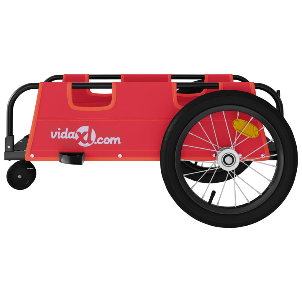 vidaXL Remolque para bicicletas hierro y tela Oxford rojo
