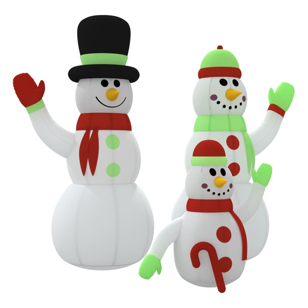 vidaXL Familia de muñecos de nieve inflables con LED 500 cm