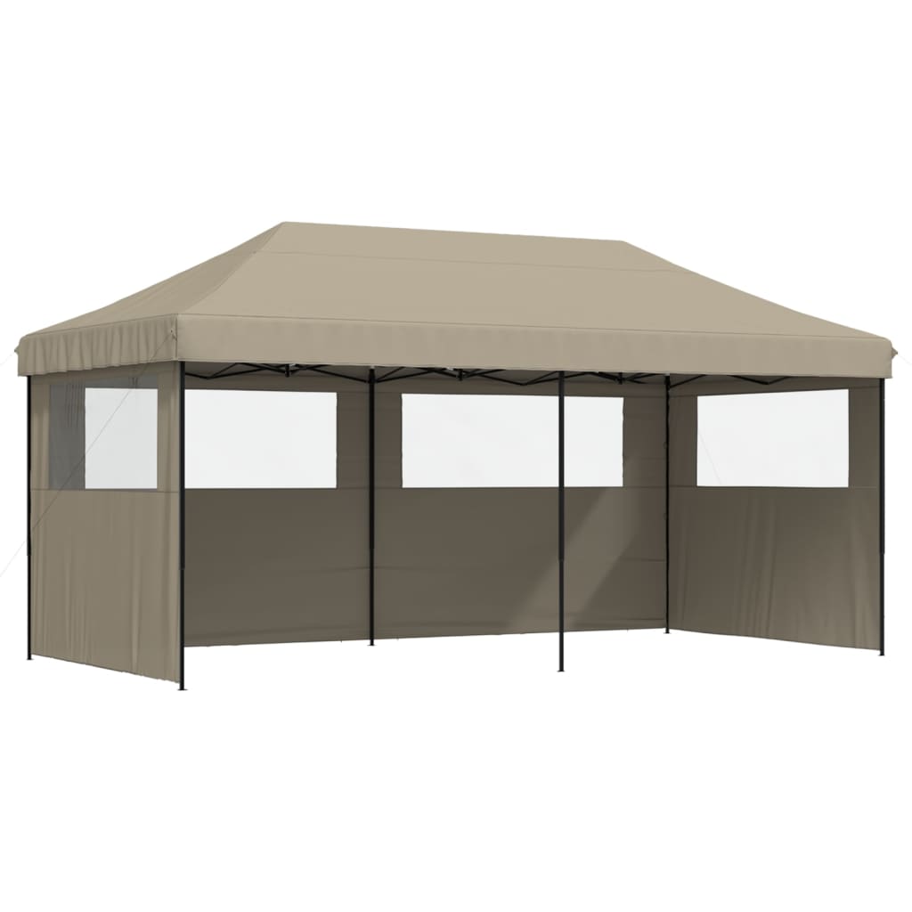 vidaXL Tienda de fiesta plegable Pop-Up con 3 paredes laterales taupe