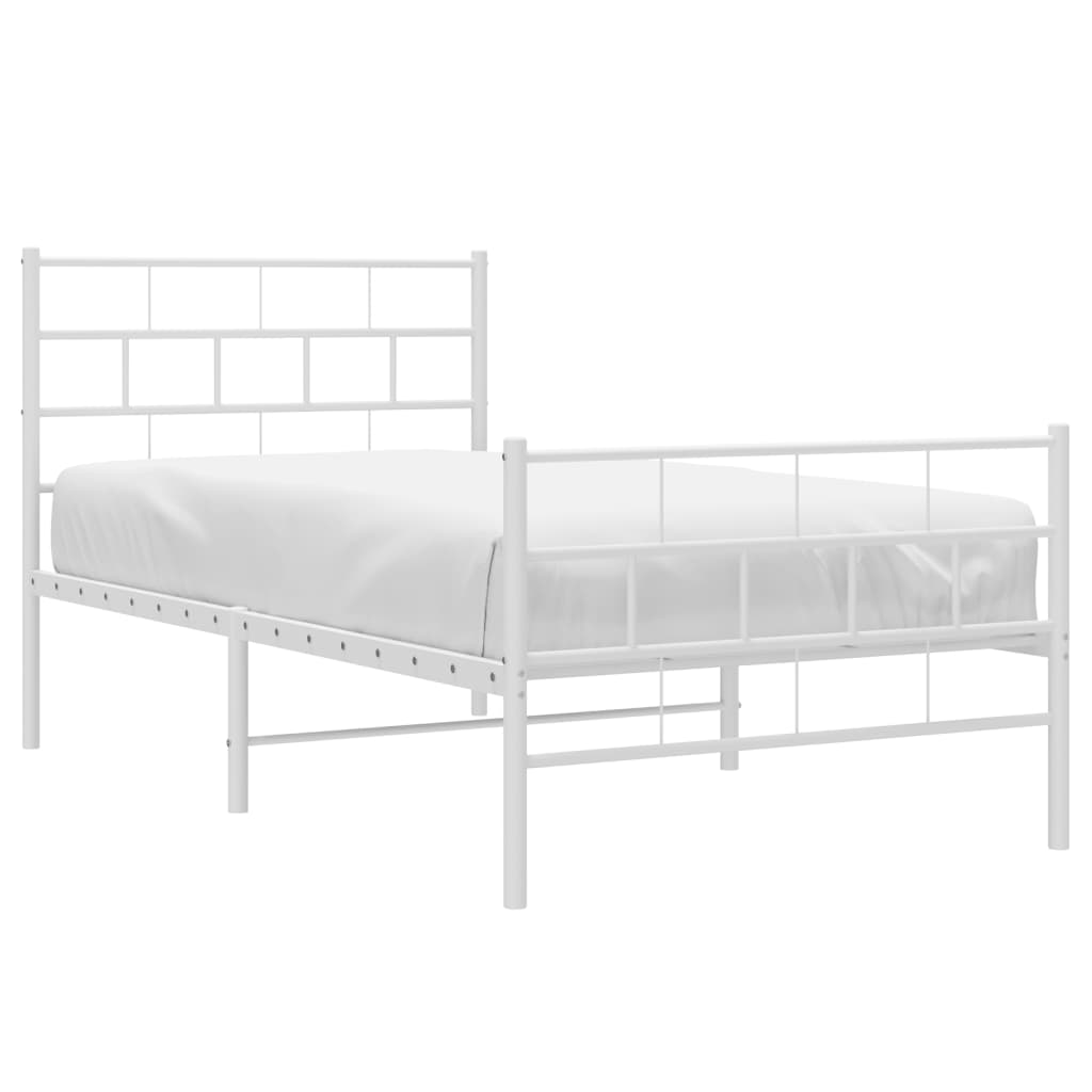 vidaXL Estructura cama sin colchón con estribo metal blanco 100x190 cm