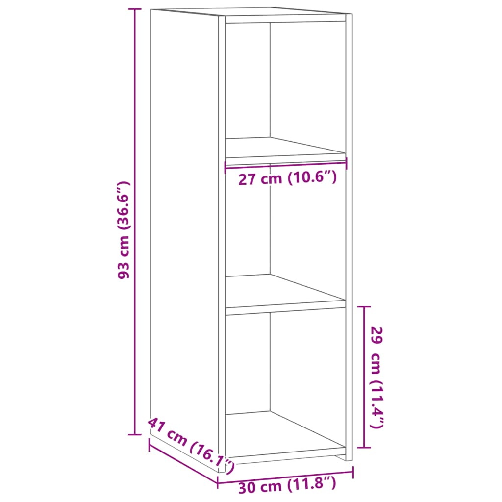 vidaXL Aparador de madera contrachapada gris hormigón 30x41x93 cm