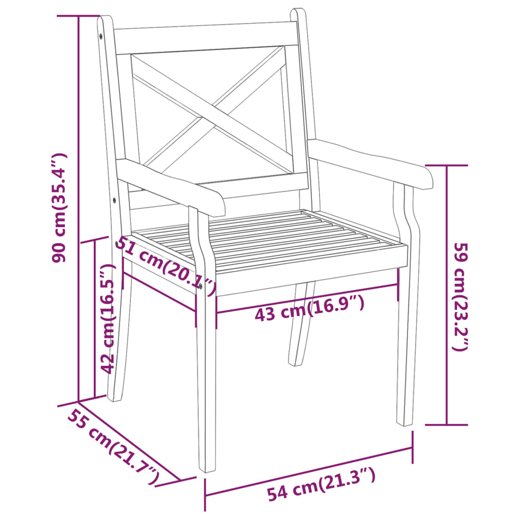 vidaXL Juego de comedor de jardín 7 piezas madera maciza de acacia