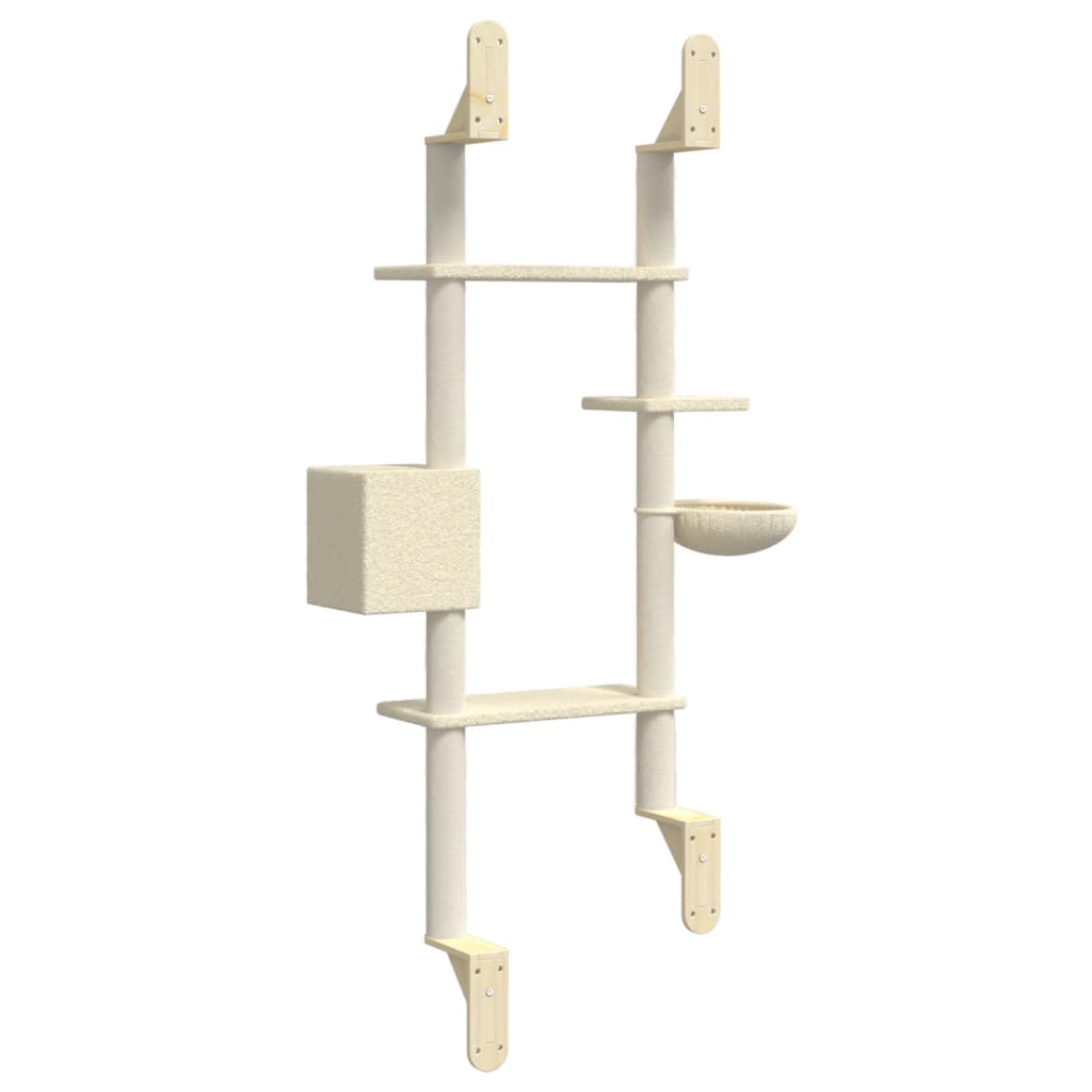 vidaXL Árbol rascador para gatos de pared crema 180 cm