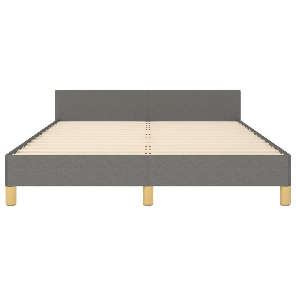 vidaXL Estructura de cama con cabecero de tela gris oscuro 140x190 cm