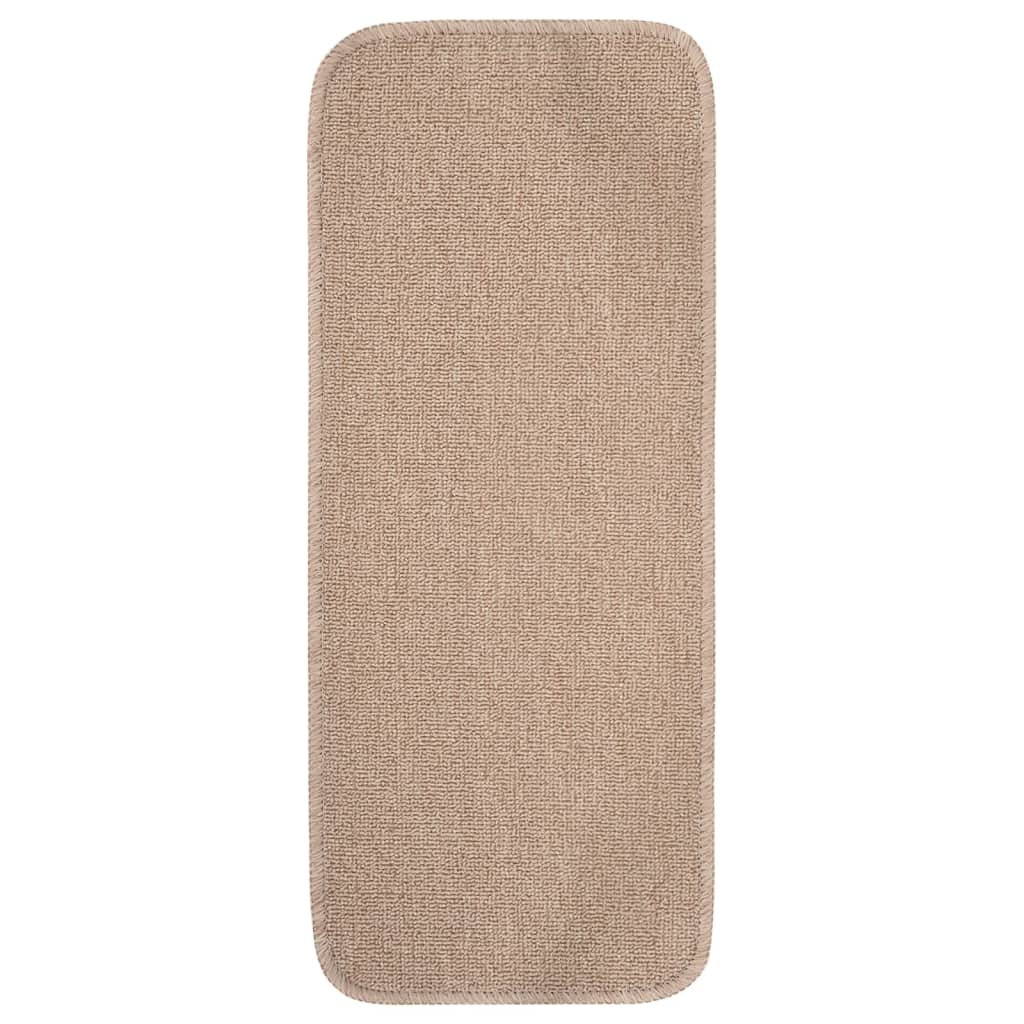 vidaXL Alfombrillas de escalera 15 uds beige rectangular 60x25 cm