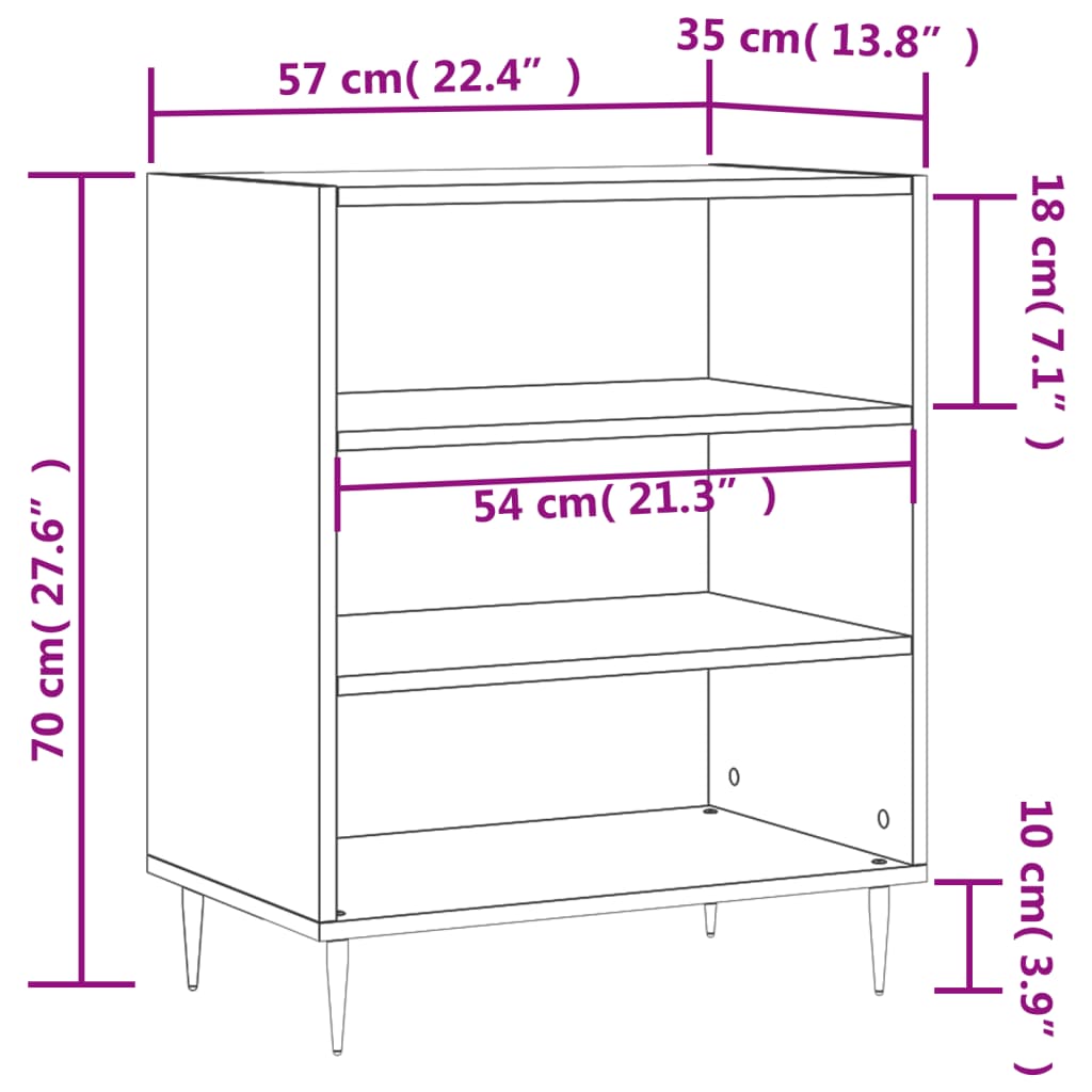 vidaXL Aparador madera de ingeniería gris hormigón 57x35x70 cm