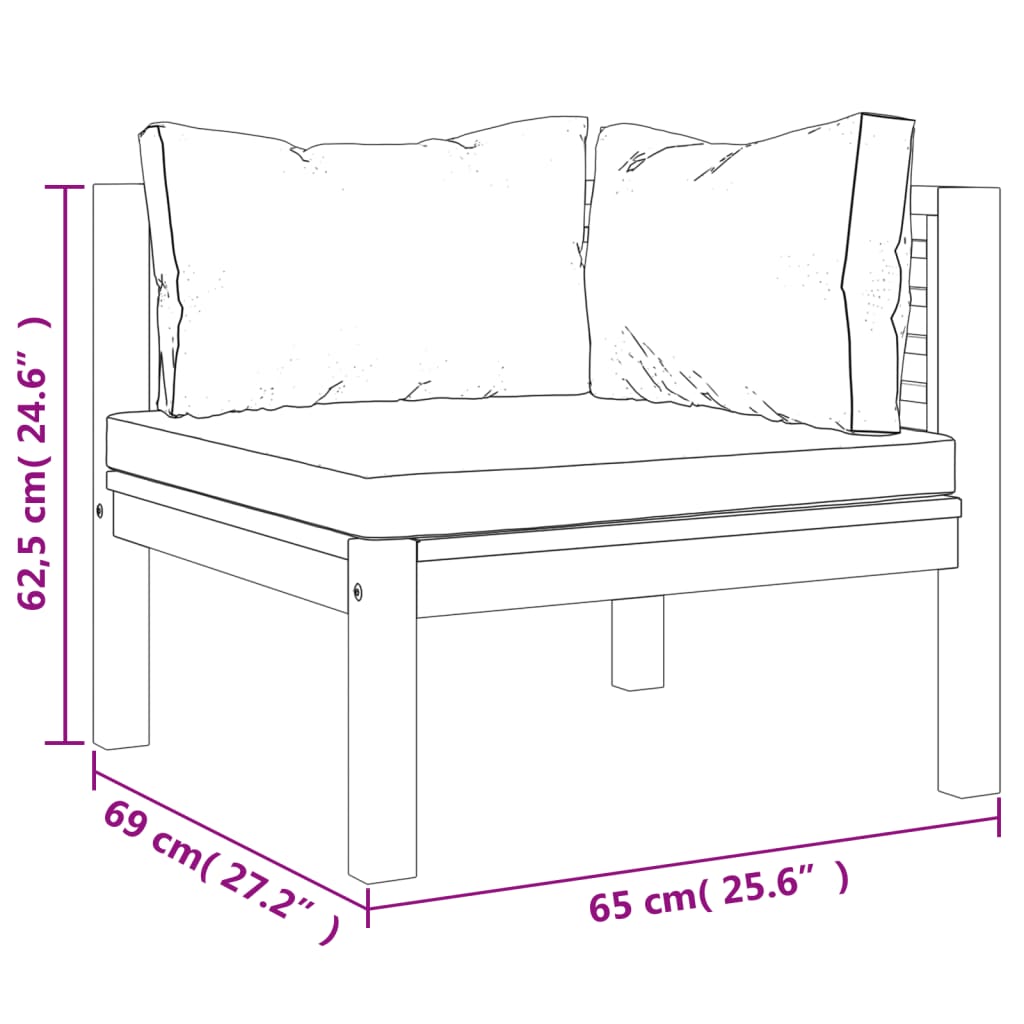 vidaXL Set de muebles de jardín 8 pzas con cojín crema acacia maciza