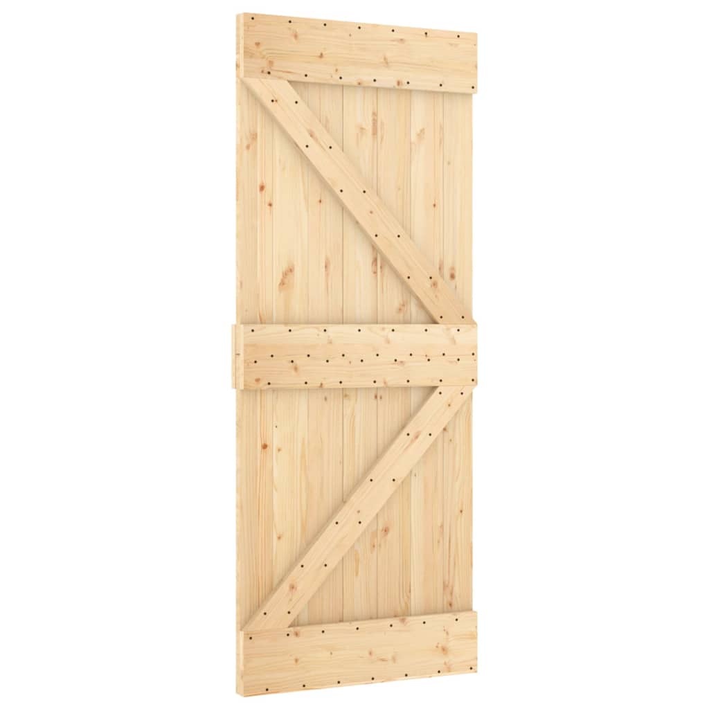 vidaXL Puerta corredera con herrajes madera maciza de pino 80x210 cm