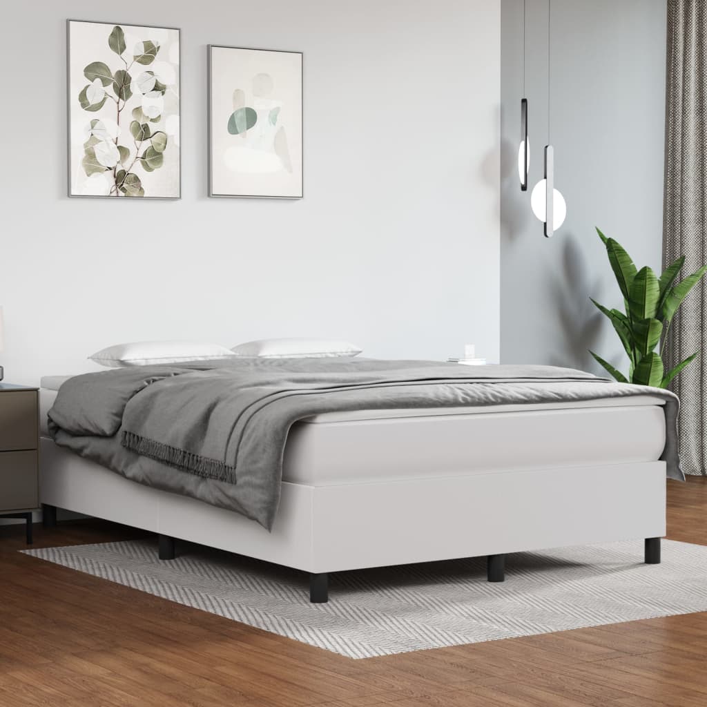 vidaXL Estructura de cama de cuero sintético blanco 140x200 cm