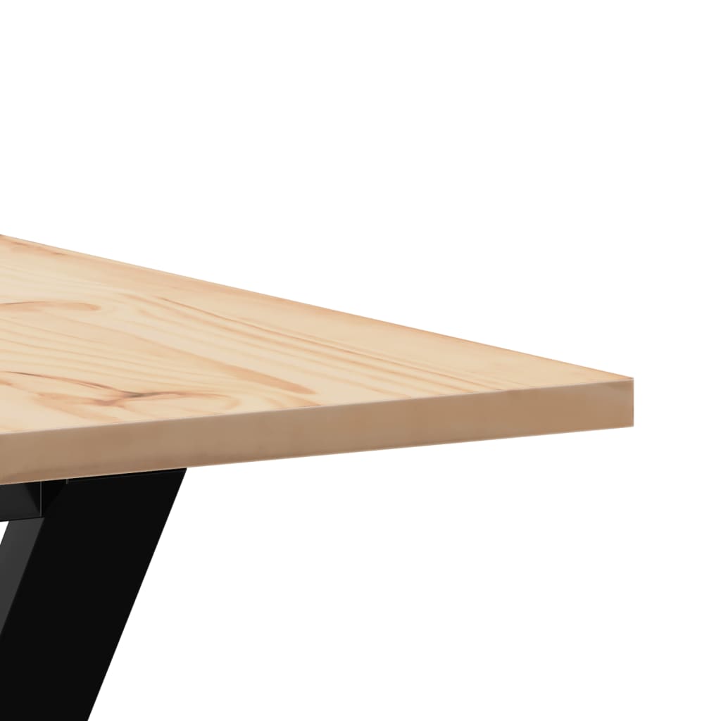 vidaXL Mesa de comedor marco Y madera maciza pino y hierro 80x80x75 cm