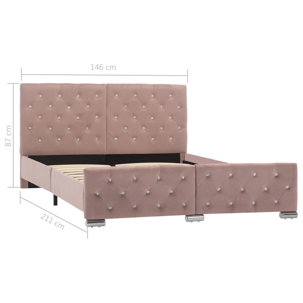 vidaXL Estructura de cama sin colchón terciopelo rosa 140x200 cm