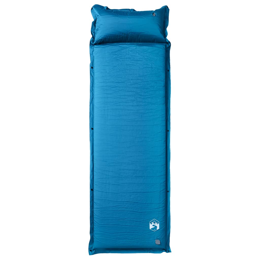 vidaXL Colchón de camping autoinflable con almohada 1 persona turquesa
