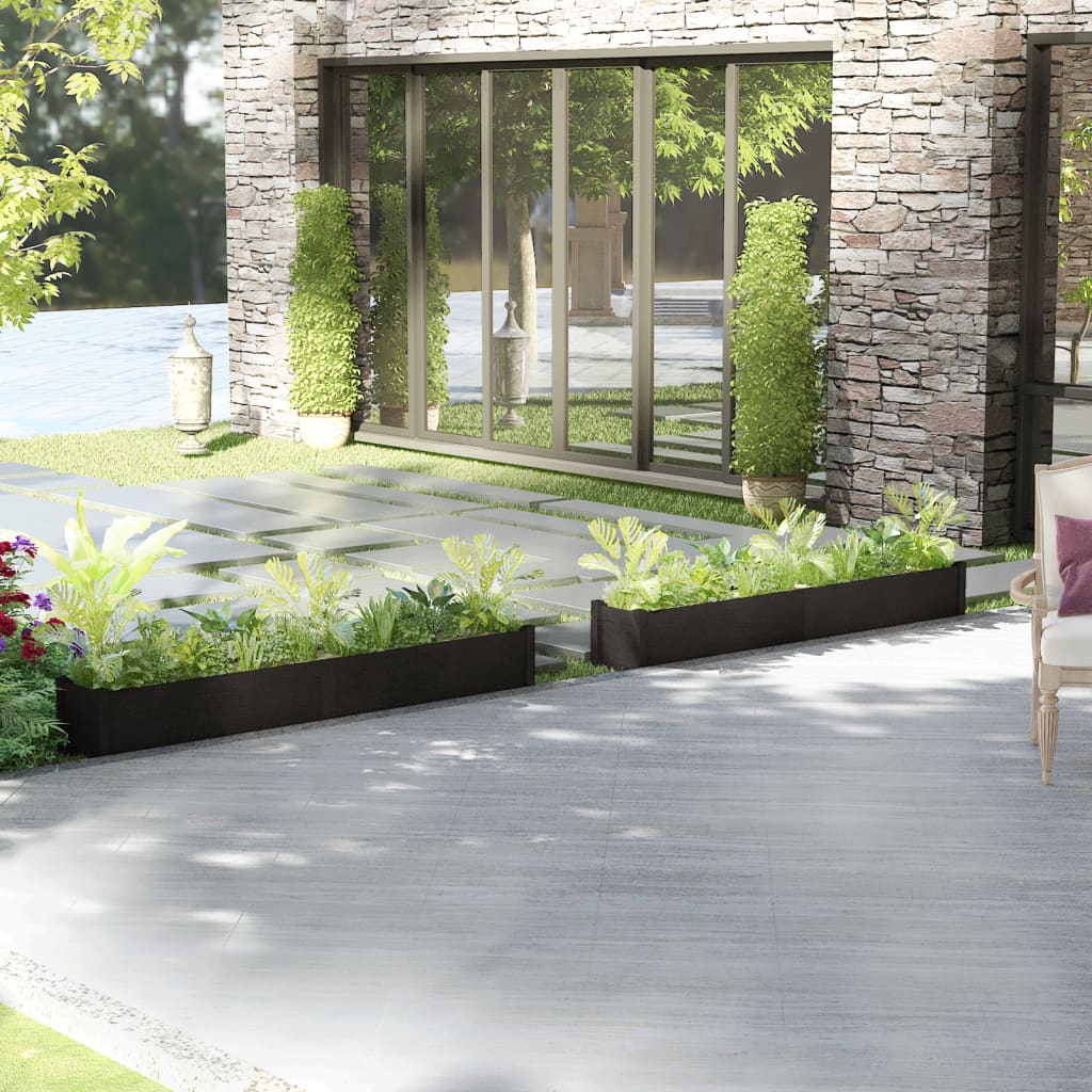 vidaXL Jardineras 2 unidades madera maciza de pino negro 200x31x31 cm