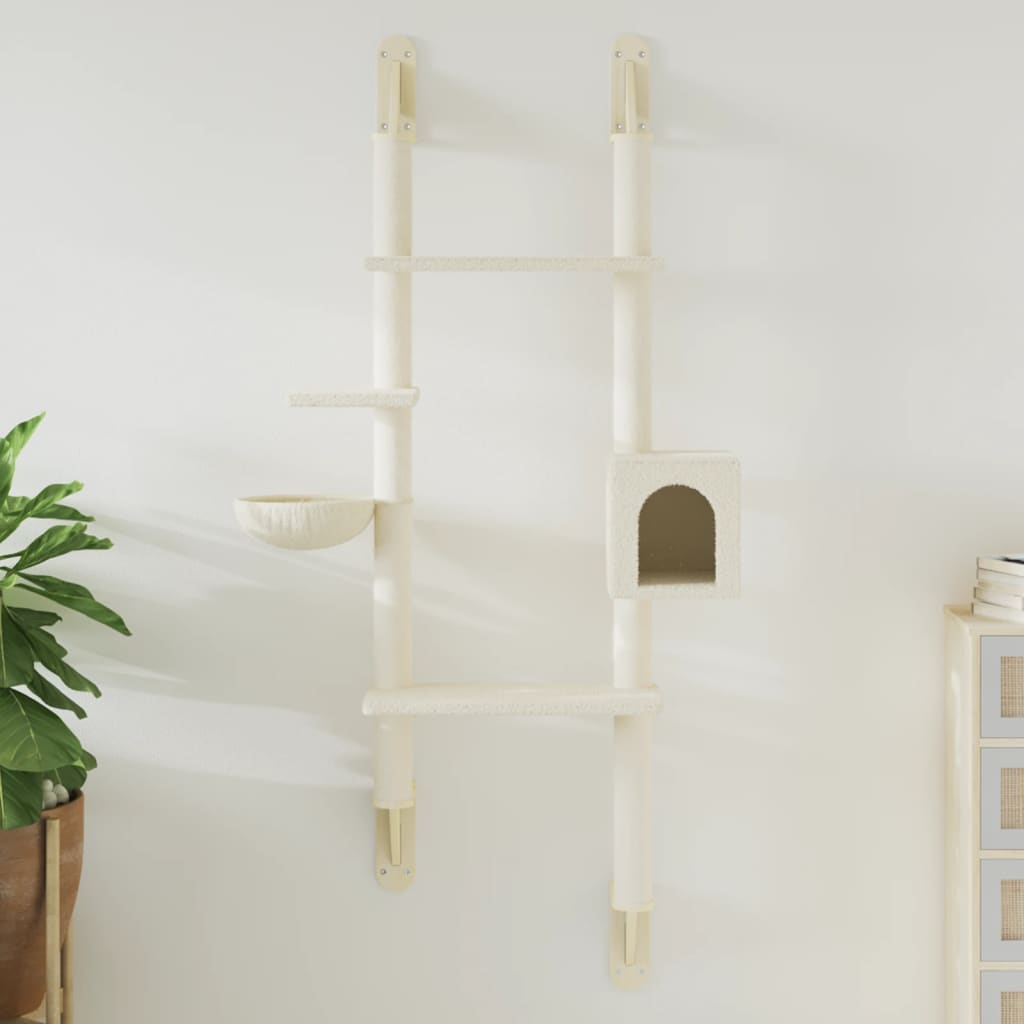 vidaXL Árbol rascador para gatos de pared crema 180 cm