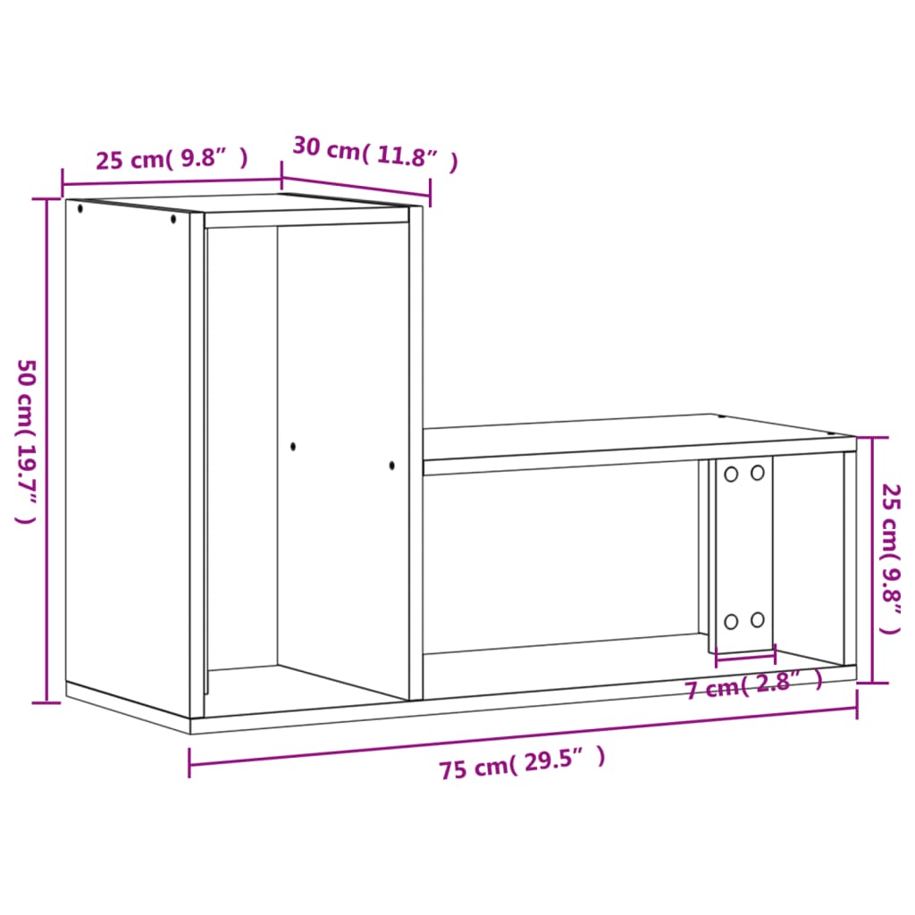 vidaXL Muebles de TV 2 uds madera ingeniería roble Sonoma 75x30x50 cm