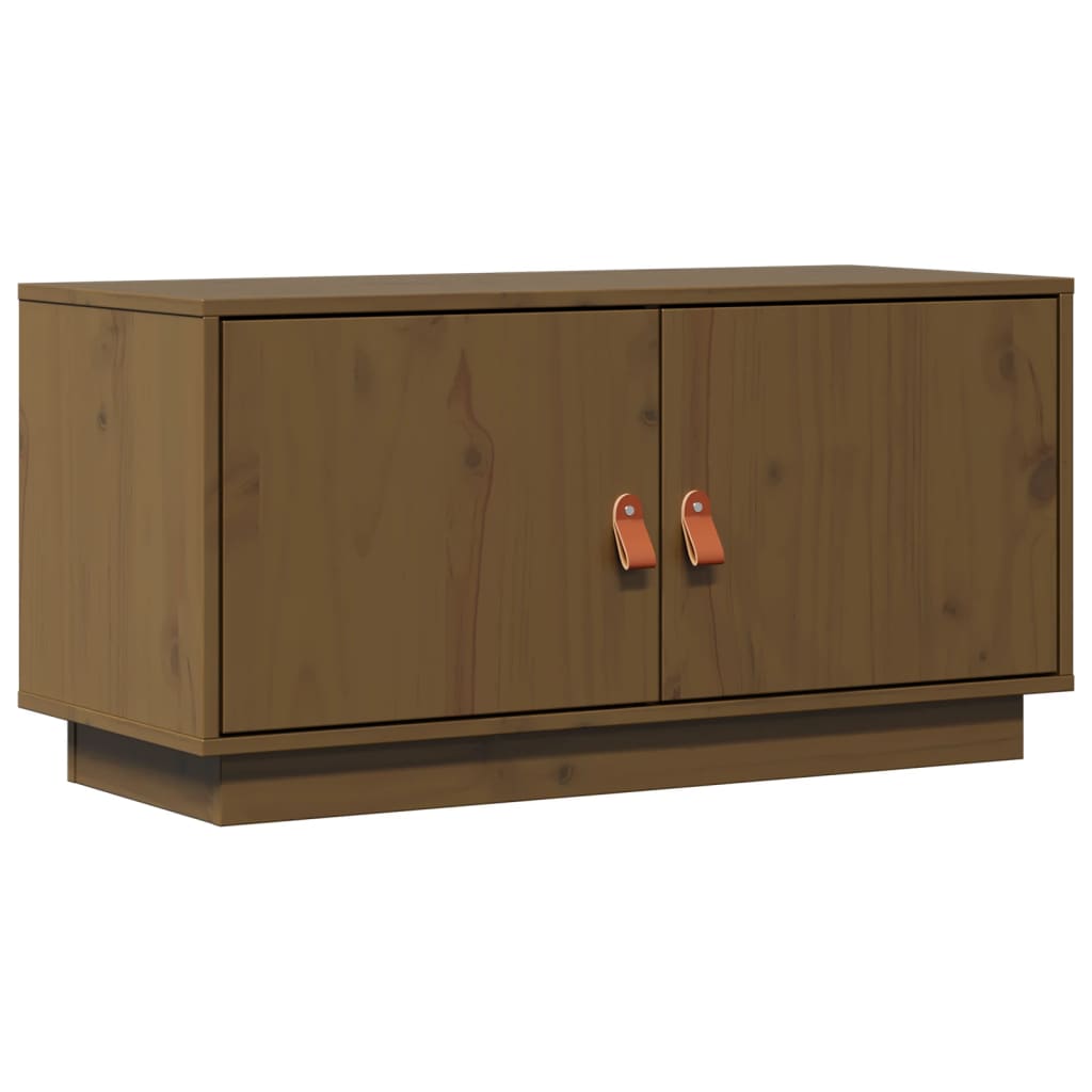 vidaXL Mueble de TV madera maciza de pino marrón miel 80x34x40 cm