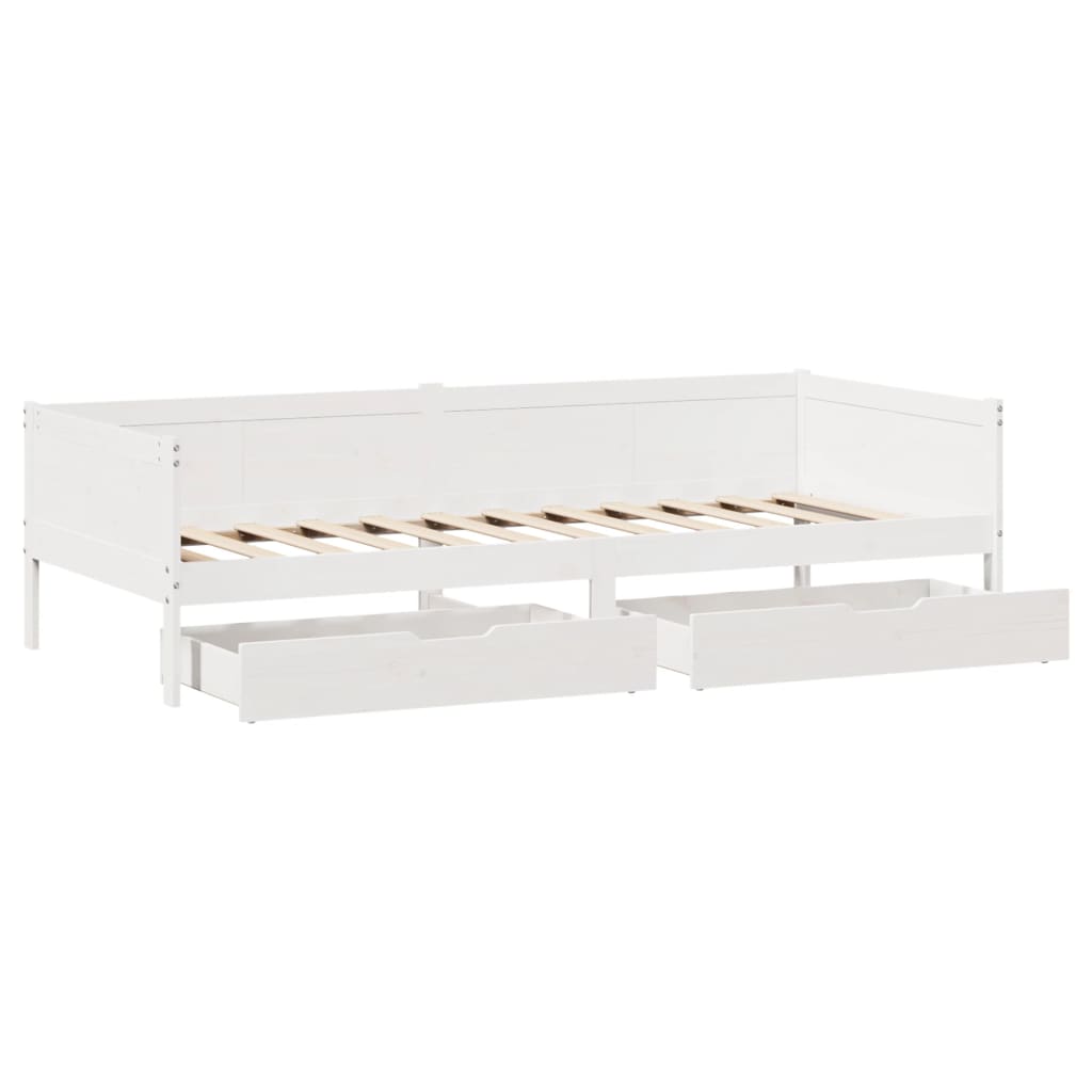 vidaXL Sofá cama con cajones madera maciza de pino blanca 90x190 cm