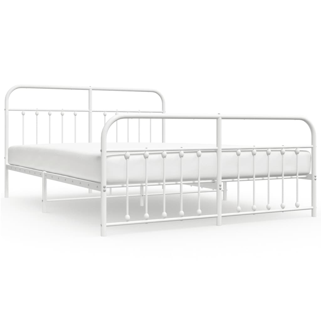 vidaXL Estructura cama sin colchón con estribo metal blanco 183x213 cm