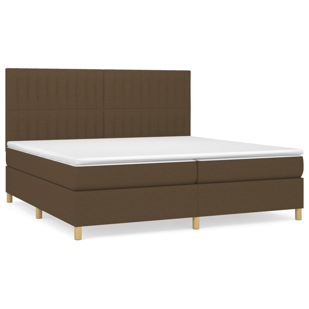 vidaXL Cama box spring con colchón tela marrón oscuro 200x200 cm