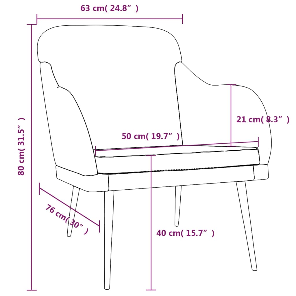 vidaXL Sillón de terciopelo negro 63x76x80 cm