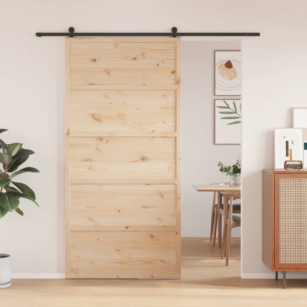 vidaXL Puerta de granero madera maciza de pino 100x208 cm