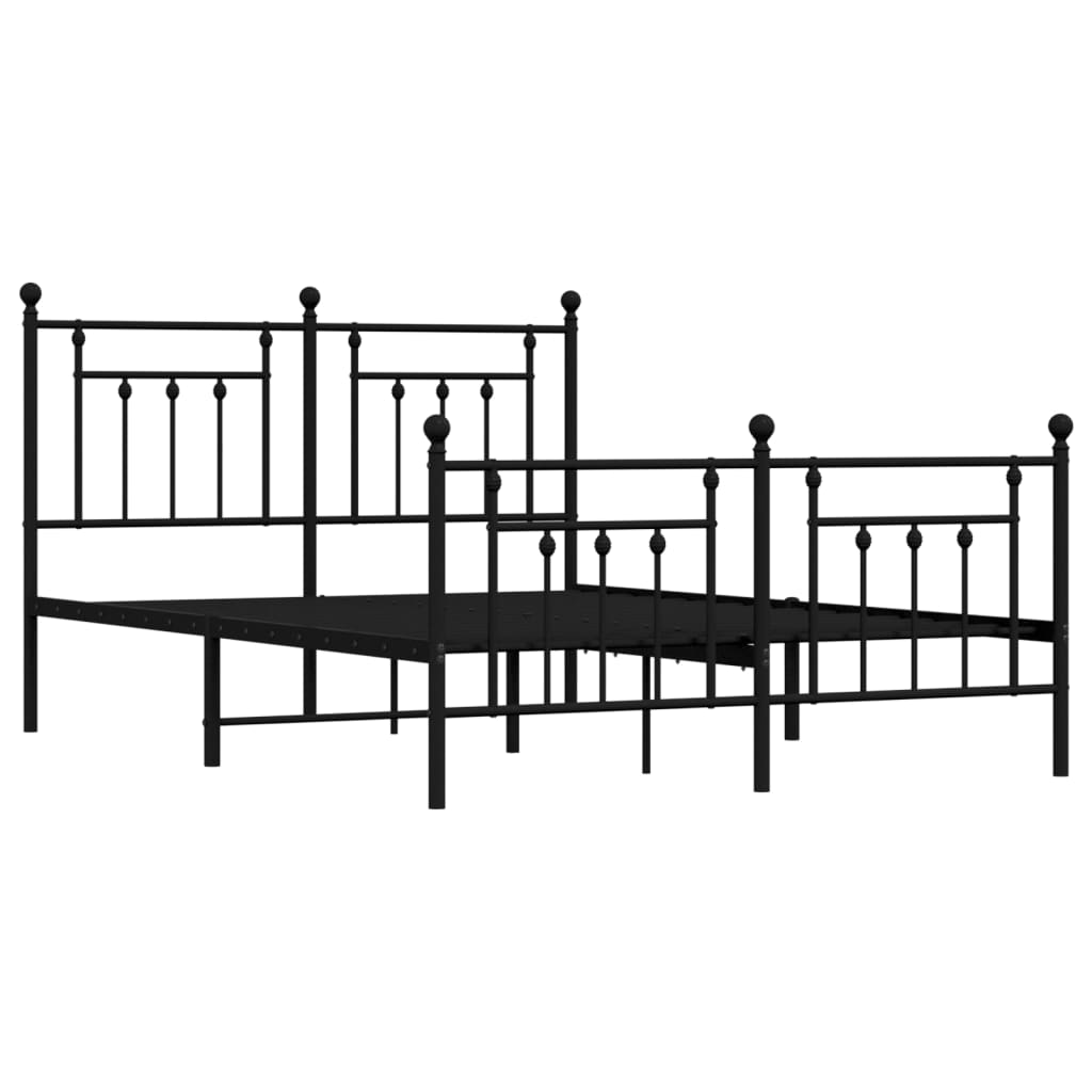 vidaXL Estructura cama sin colchón con estribo metal negro 140x190 cm