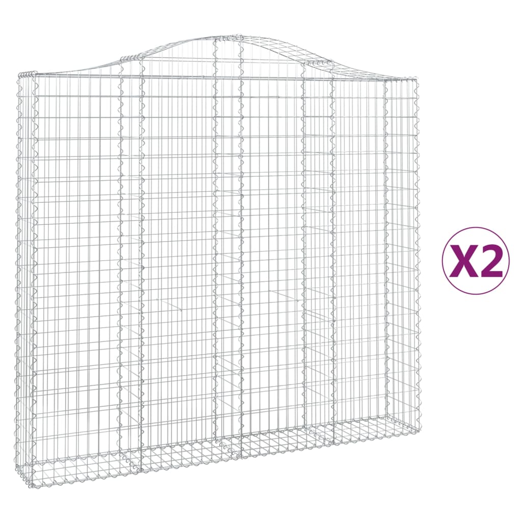 vidaXL Cestas de gaviones 2 uds forma de arco hierro 200x30x180/200 cm