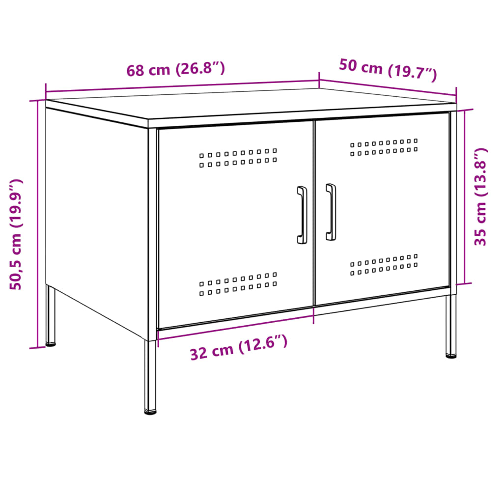 vidaXL Mesa de centro acero rosa 68x50x50,5 cm