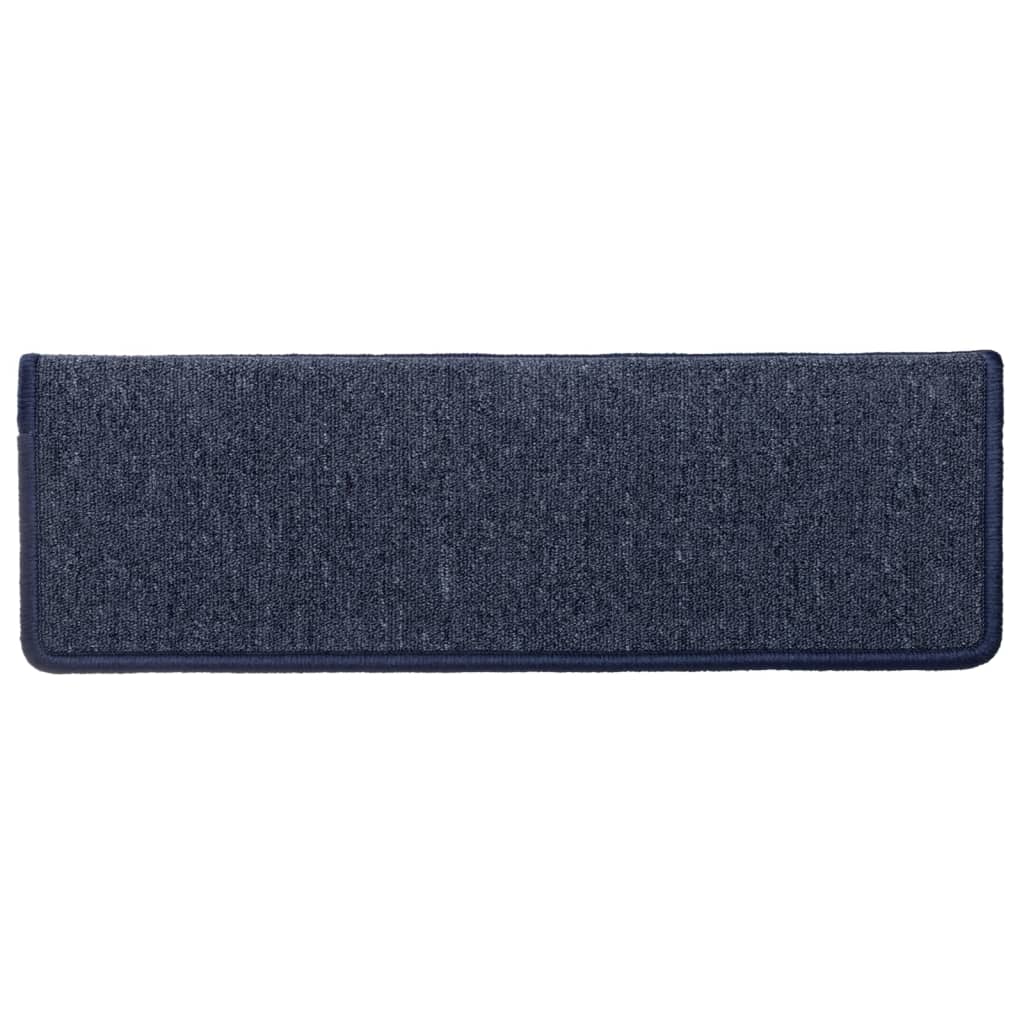 vidaXL Alfombras de peldaños de escalera 15 uds gris y azul 65x21x4 cm