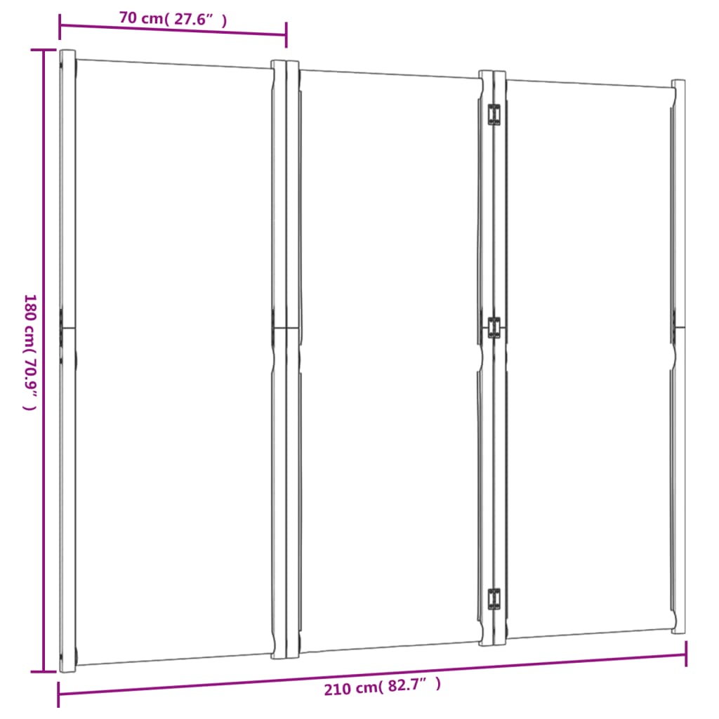 vidaXL Biombo divisor de 3 paneles azul oscuro 210x180 cm