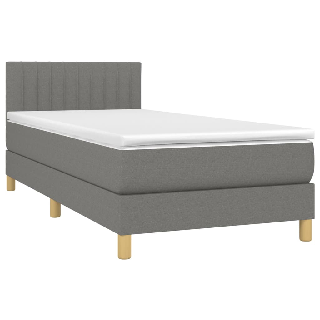 vidaXL Cama box spring con colchón tela gris oscuro 90x190 cm