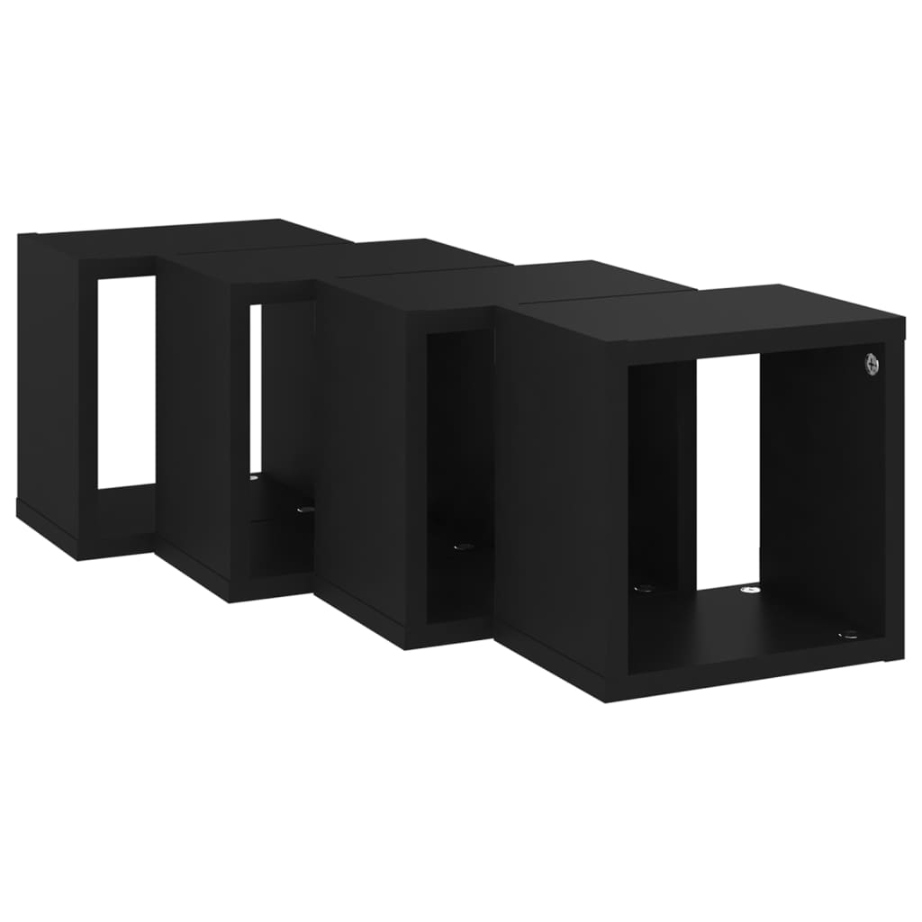 vidaXL Estantes cubo de pared 4 unidades negro 22x15x22 cm