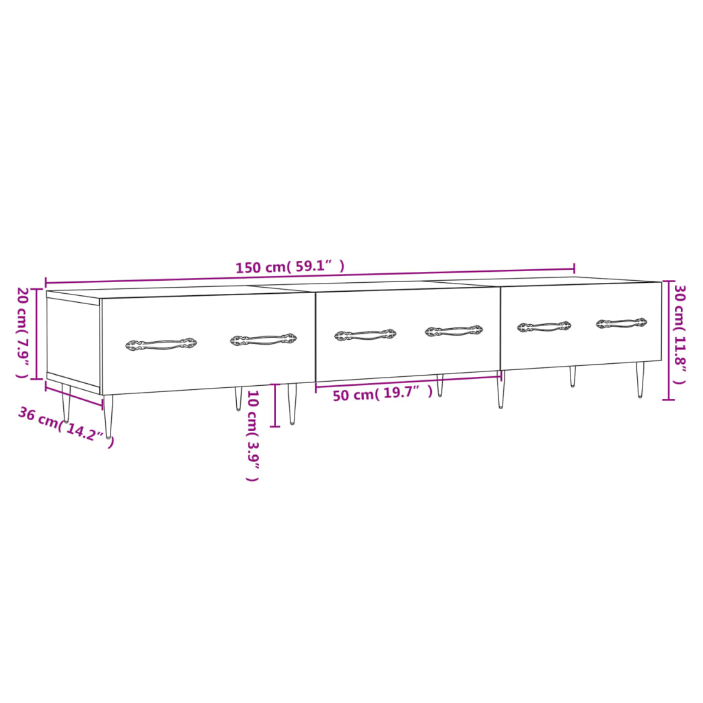 vidaXL Mueble de TV madera de ingeniería roble ahumado 150x36x30 cm