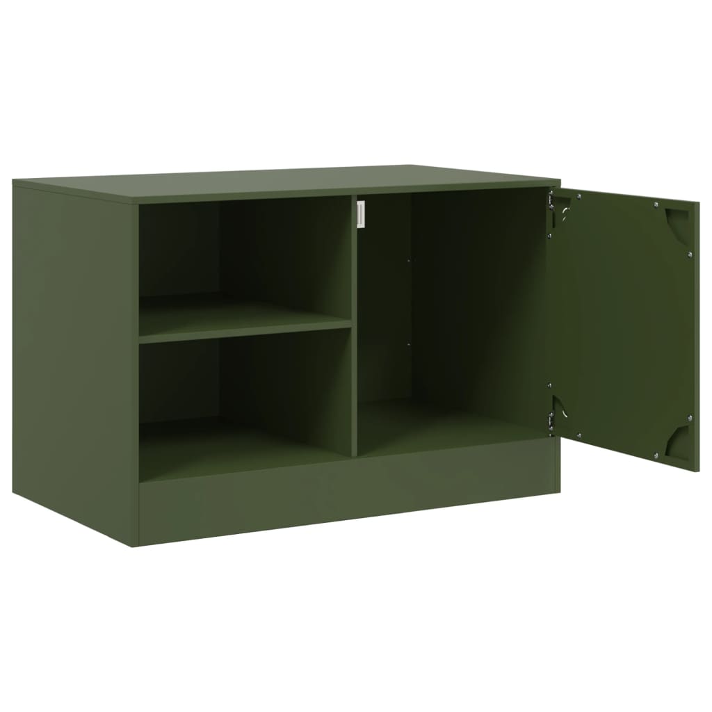 vidaXL Mueble para TV de acero verde oliva 67x39x44 cm