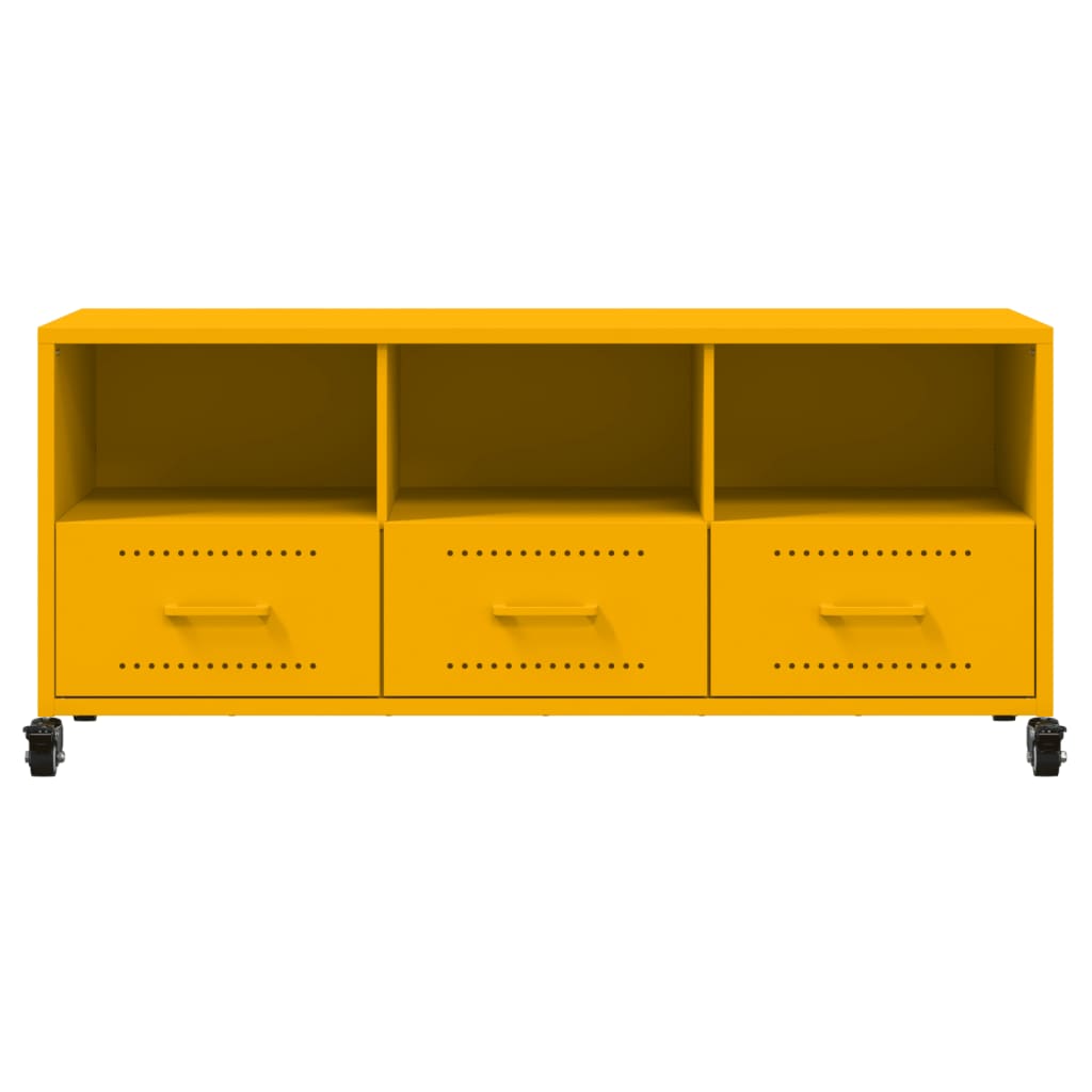 vidaXL Mueble de TV de acero amarillo mostaza 100,5x39x43,5 cm