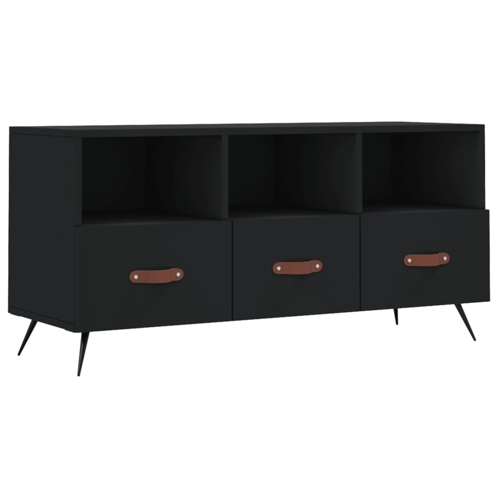 vidaXL Mueble de TV madera de ingeniería negro 102x36x50 cm