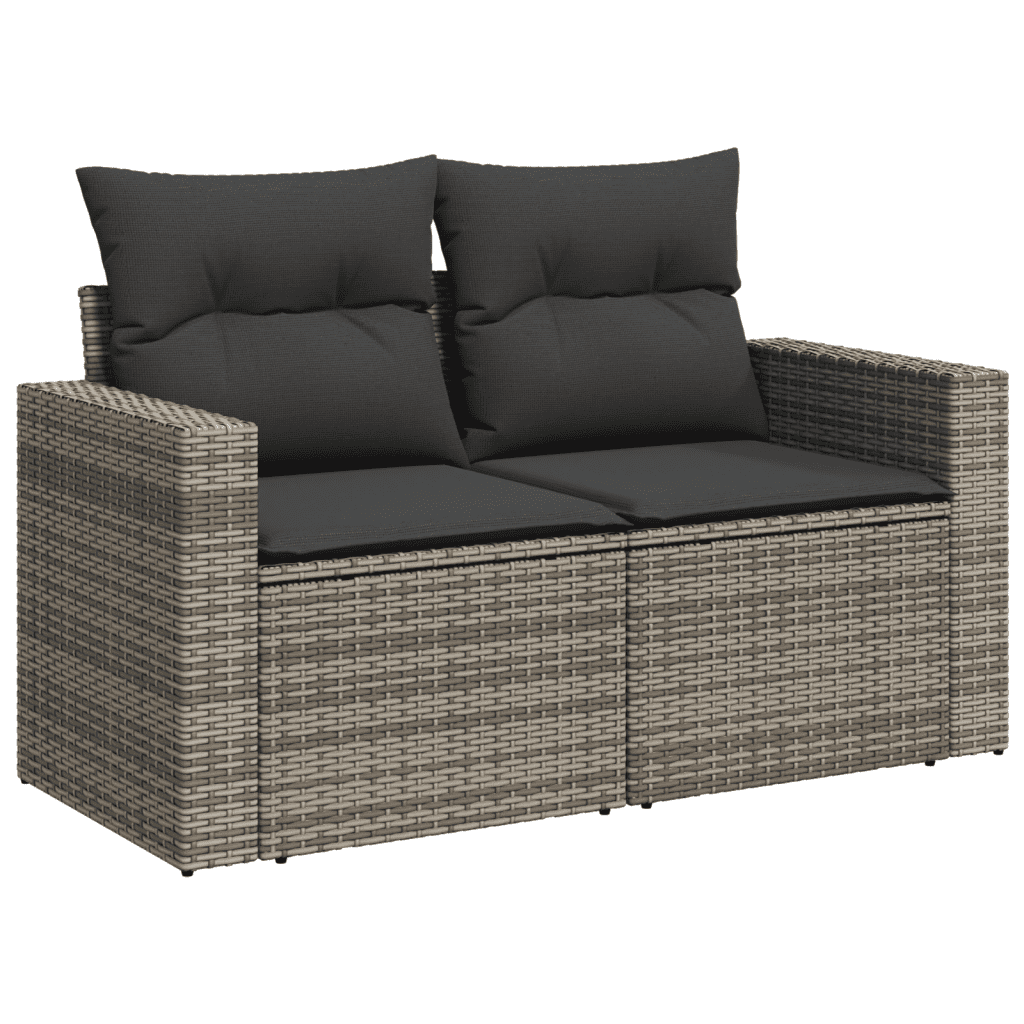 vidaXL Set de muebles de jardín 9 pzas y cojines ratán sintético gris