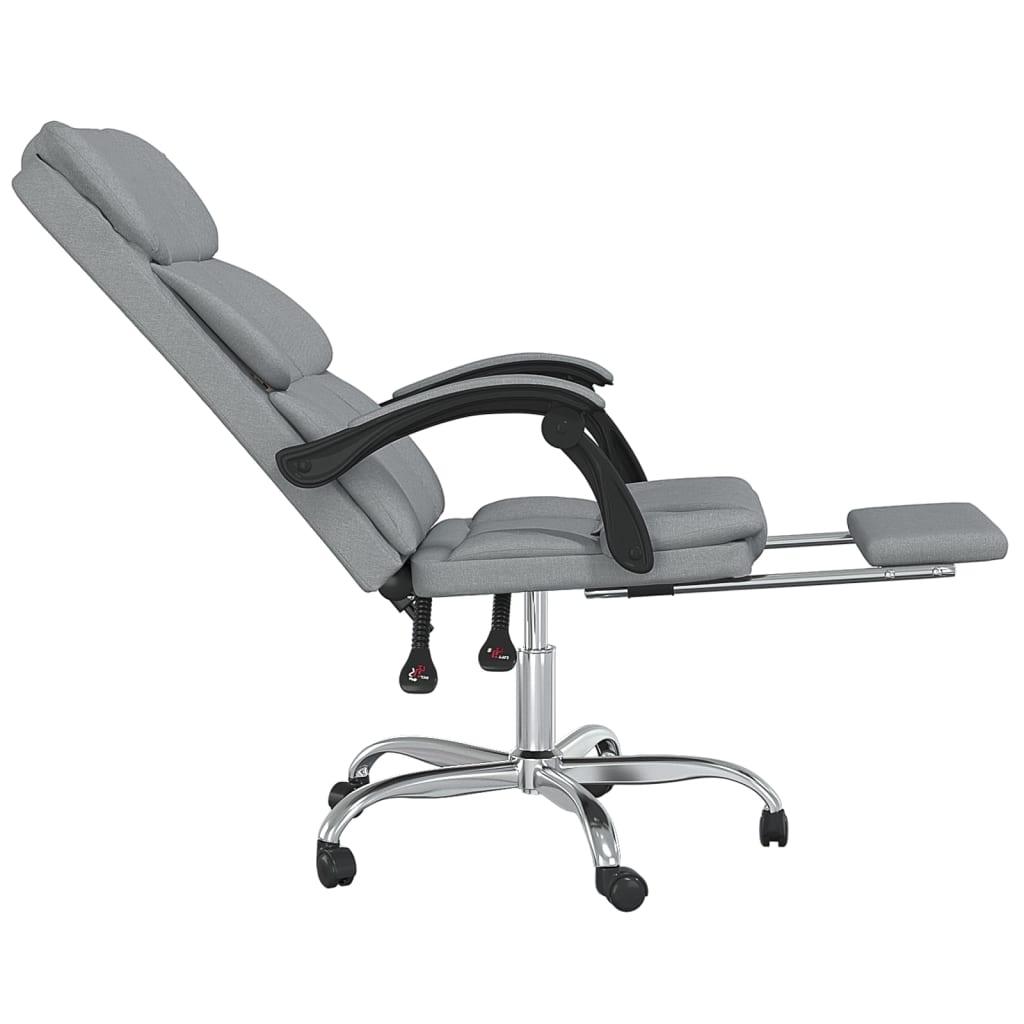 vidaXL Silla de oficina reclinable de tela gris claro