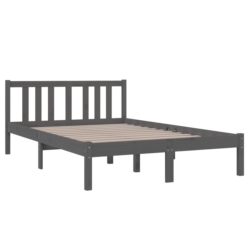 vidaXL Estructura de cama doble pequeña madera maciza gris 120x190 cm