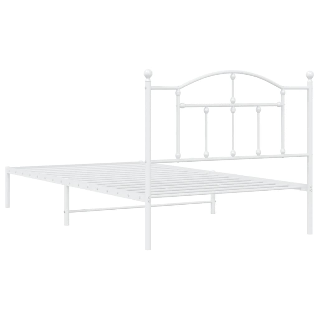 vidaXL Estructura de cama de metal con cabecero blanco 100x200 cm