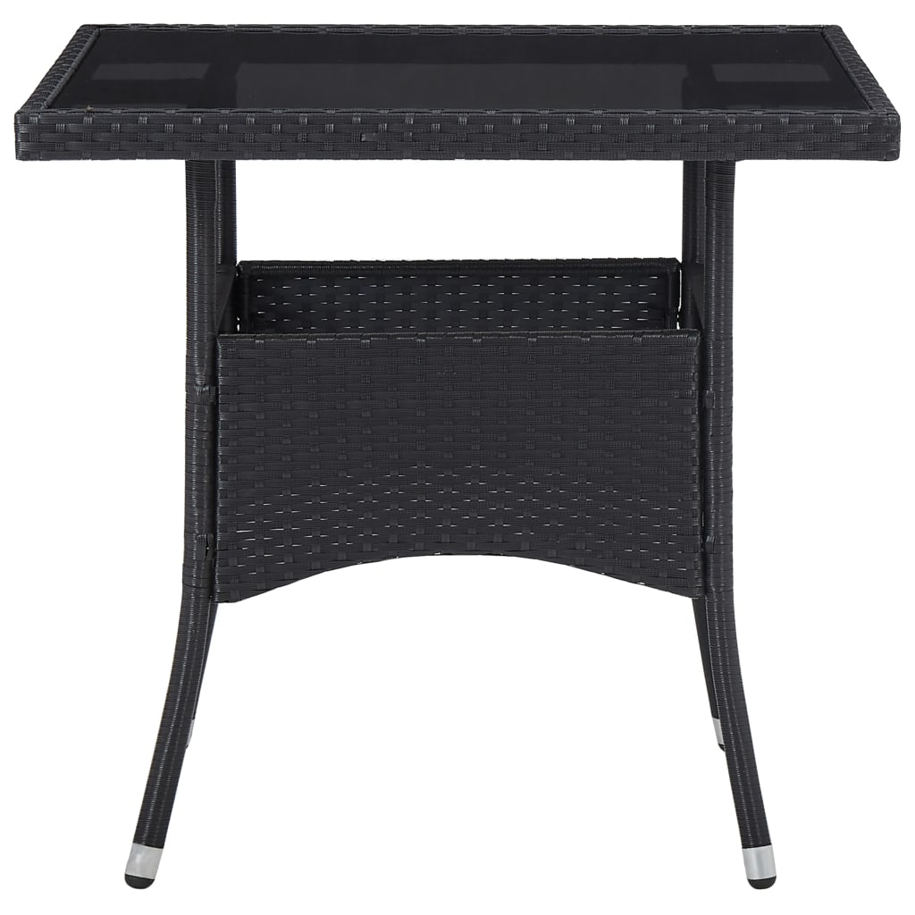 vidaXL Set comedor jardín 5 pzas ratán sintético vidrio templado negro