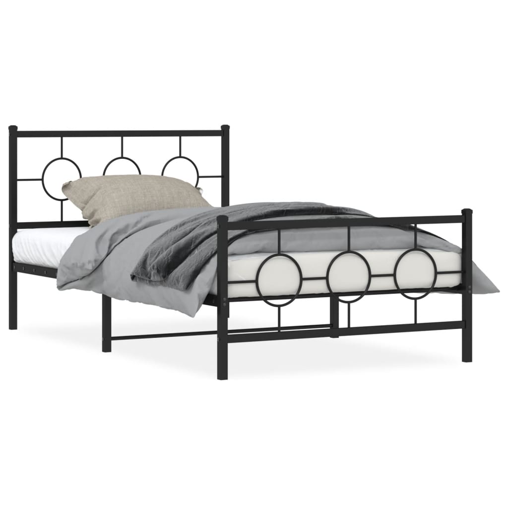 vidaXL Estructura cama sin colchón con estribo metal negro 107x203 cm