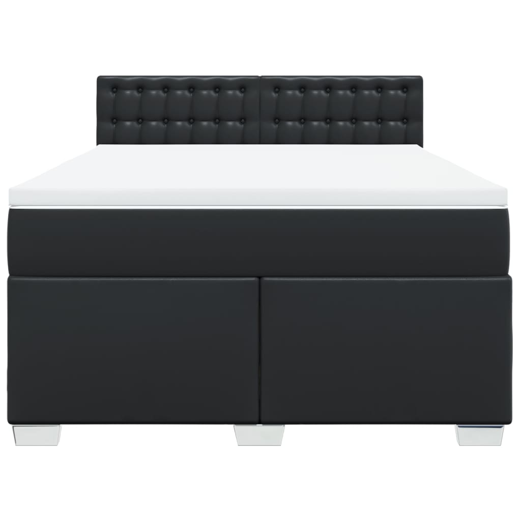 vidaXL Cama box spring con colchón cuero sintético negro 160x200 cm