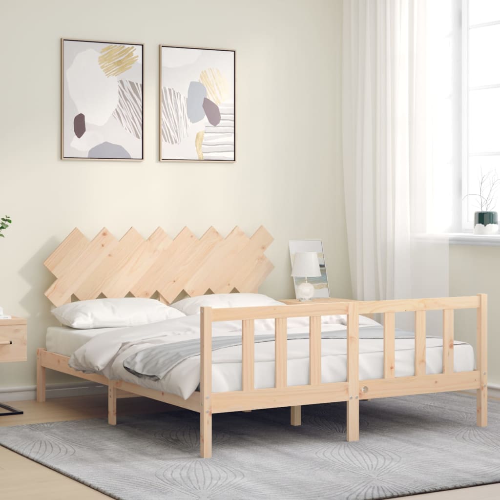 vidaXL Estructura de cama con cabecero madera maciza 160x200 cm