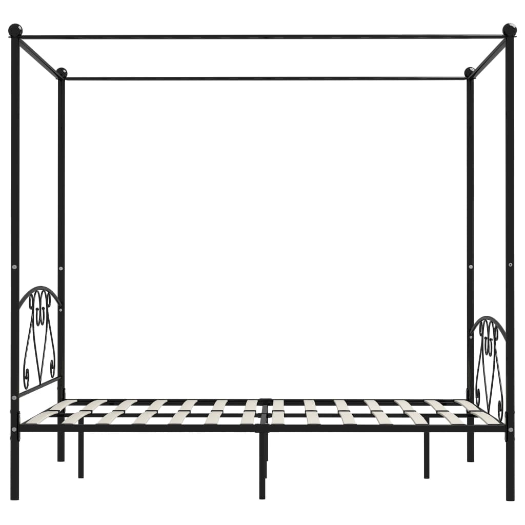 vidaXL Estructura cama con dosel sin colchón metal negro 160x200 cm